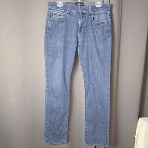 7 For All Mankind Luxe Performance Jeans Mens 33 Medium Wash Straight Leg